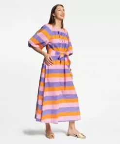 Frances Valentine Wedding Guest Bliss Maxi Dress Sherbet Stripe Multi