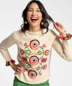 Frances Valentine Wool Fringe Crewneck Barberton Daisy