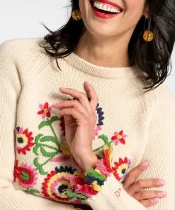 Frances Valentine Wool Fringe Crewneck Barberton Daisy