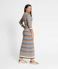 Frances Valentine APPAREL Bianca Maxi Dress Blue Brown