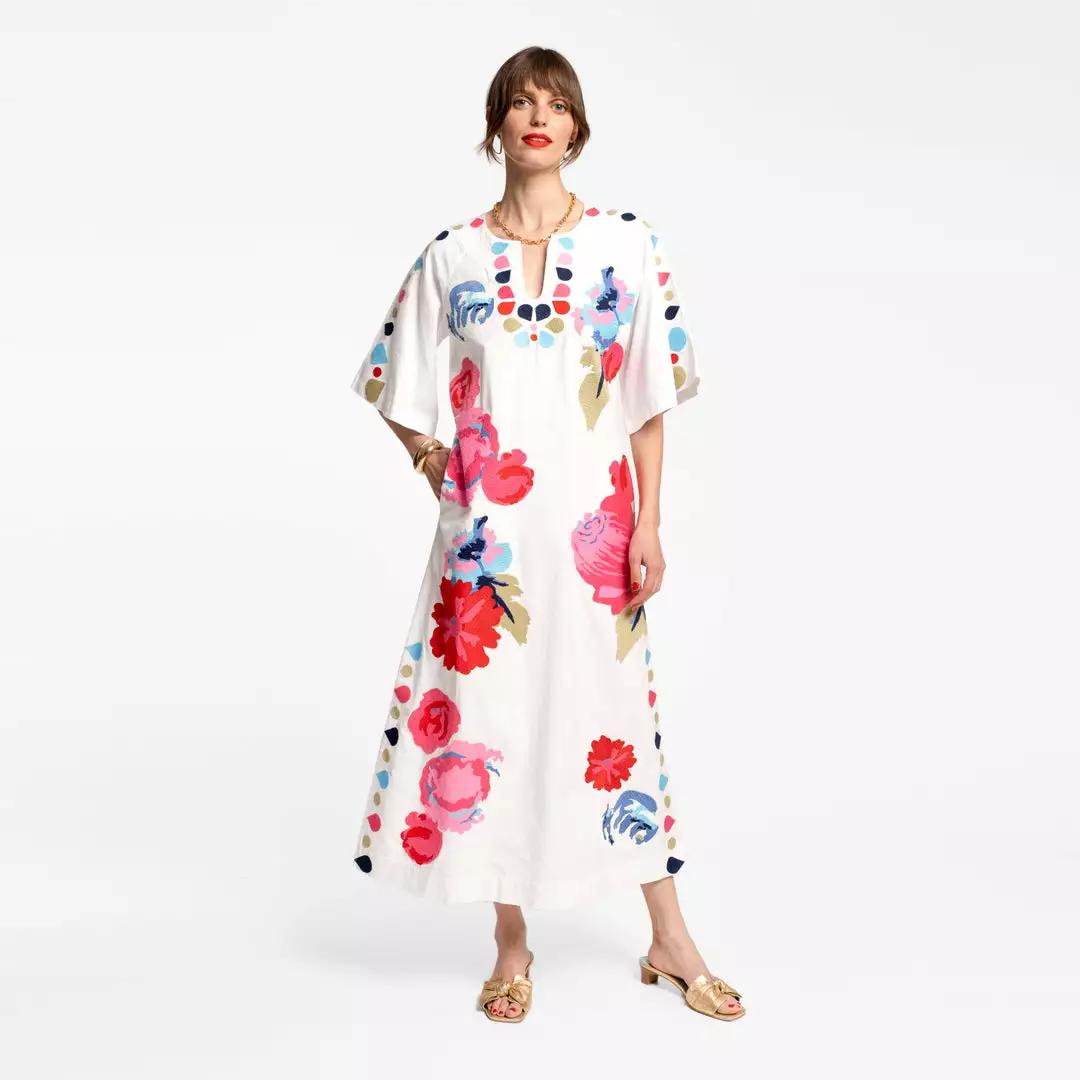 Frances Valentine Delightful Caftan Peony Garden White Multi 3 Frances Valentine Delightful Caftan Peony Garden White Multi