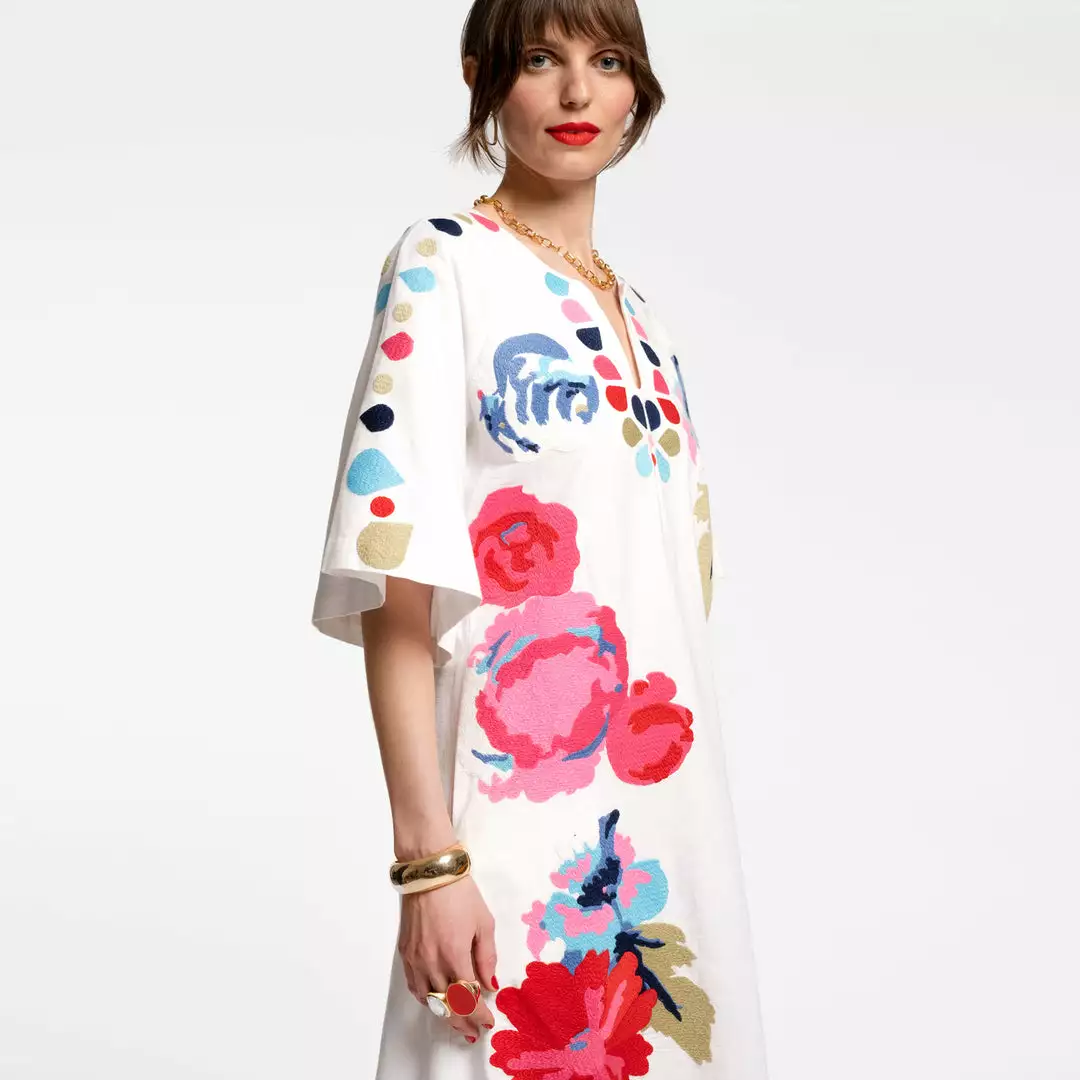 Frances Valentine Delightful Caftan Peony Garden White Multi 5 Frances Valentine Delightful Caftan Peony Garden White Multi