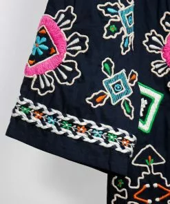 Frances Valentine Capri Embroidered Tunic Navy FV Essentials