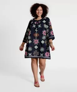 Frances Valentine Capri Embroidered Tunic Navy FV Essentials