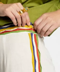 Frances Valentine Charo Palazzo Pant Cotton White Multi NEW ARRIVALS