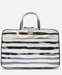 Frances Valentine Hanging Travel Cosmetic Painterly Stripe Black Oyster