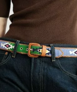 Frances Valentine Best Sellers Handwoven Guatemalan Belt Green Blue
