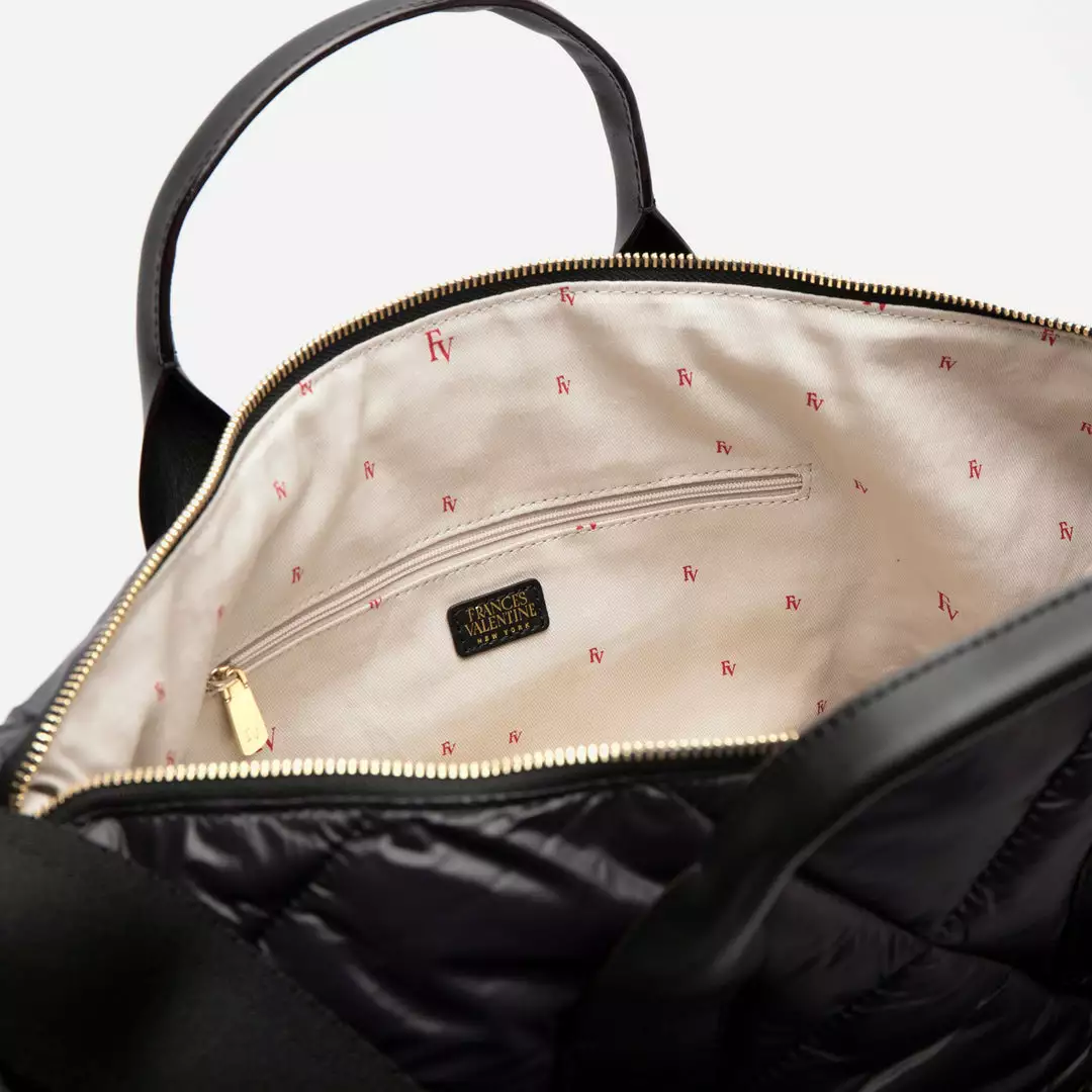 Frances Valentine Elliot Tote Quilted Satin Nylon Black 7 Frances Valentine Elliot Tote Quilted Satin Nylon Black