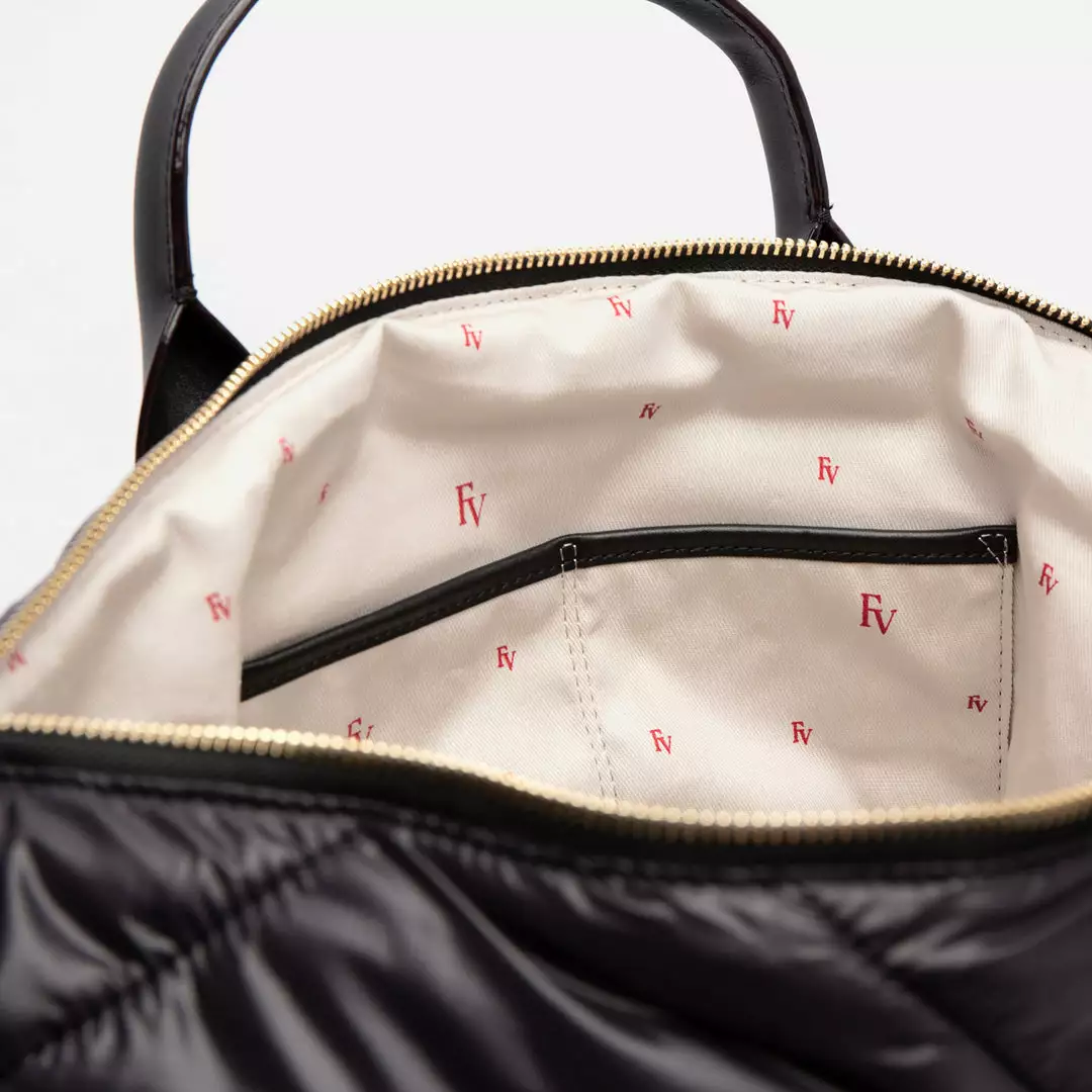 Frances Valentine Elliot Tote Quilted Satin Nylon Black 8 Frances Valentine Elliot Tote Quilted Satin Nylon Black