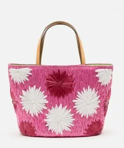 Frances Valentine Embroidered Flower Basket Pink Multi