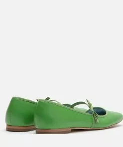 Frances Valentine Jude Mary Jane Leather Flat Green