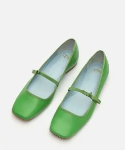 Frances Valentine Jude Mary Jane Leather Flat Green