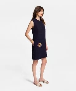 Frances Valentine Wedding Guest Sleeveless Fringe Fish Dress Navy 11 Frances Valentine Wedding Guest Sleeveless Fringe Fish Dress Navy