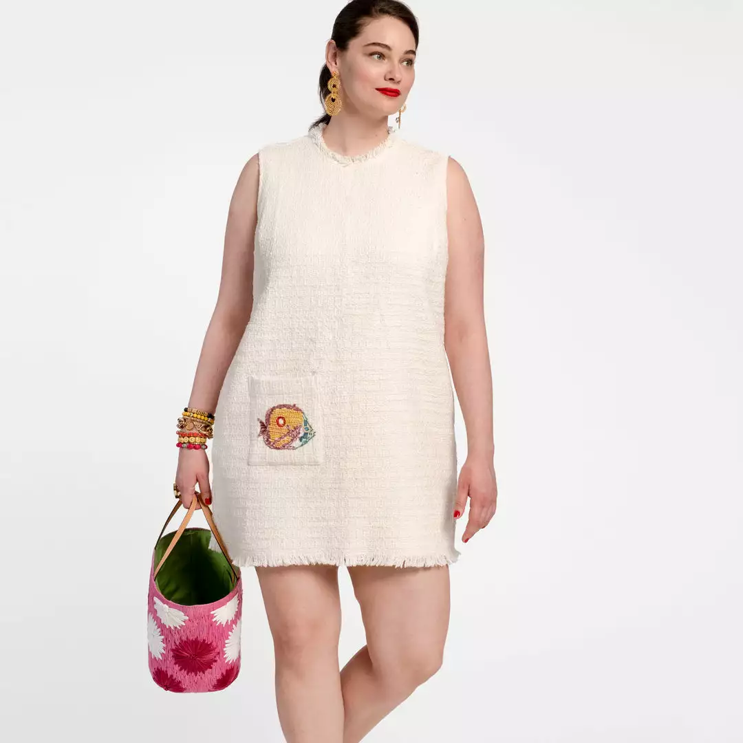 Frances Valentine Wedding Guest Sleeveless Fringe Fish Dress Navy 8 Frances Valentine Wedding Guest Sleeveless Fringe Fish Dress Navy