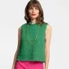 Frances Valentine Sleeveless Fringe Top Green 2 Frances Valentine Sleeveless Fringe Top Green