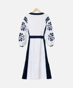 Frances Valentine Stephanie Dress White Navy