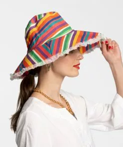 Frances Valentine Canvas Fringe Hat Candy Stripe NEW ARRIVALS