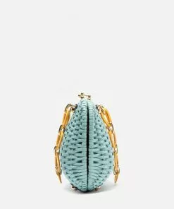 Frances Valentine Best Sellers Hen Wicker Basket Light Blue