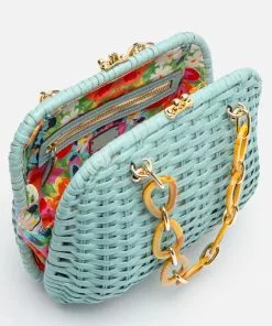 Frances Valentine Best Sellers Hen Wicker Basket Light Blue