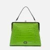 Frances Valentine Jackie Croc Embossed Leather Green