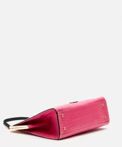 Frances Valentine NEW ARRIVALS Jackie Croc Embossed Leather Pink