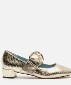 Frances Valentine Katy Mary Jane Snake Emboss Platino Shoes