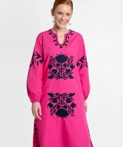 Frances Valentine Kris Midi Dress Pink Navy FV Essentials