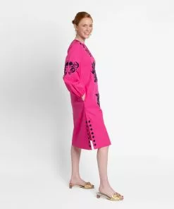 Frances Valentine Kris Midi Dress Pink Navy FV Essentials