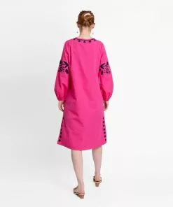 Frances Valentine Kris Midi Dress Pink Navy FV Essentials