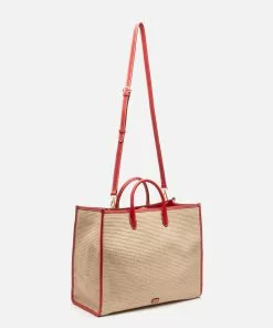 Frances Valentine Large Tote Woven Raffia Natural Red 9 Frances Valentine Large Tote Woven Raffia Natural Red