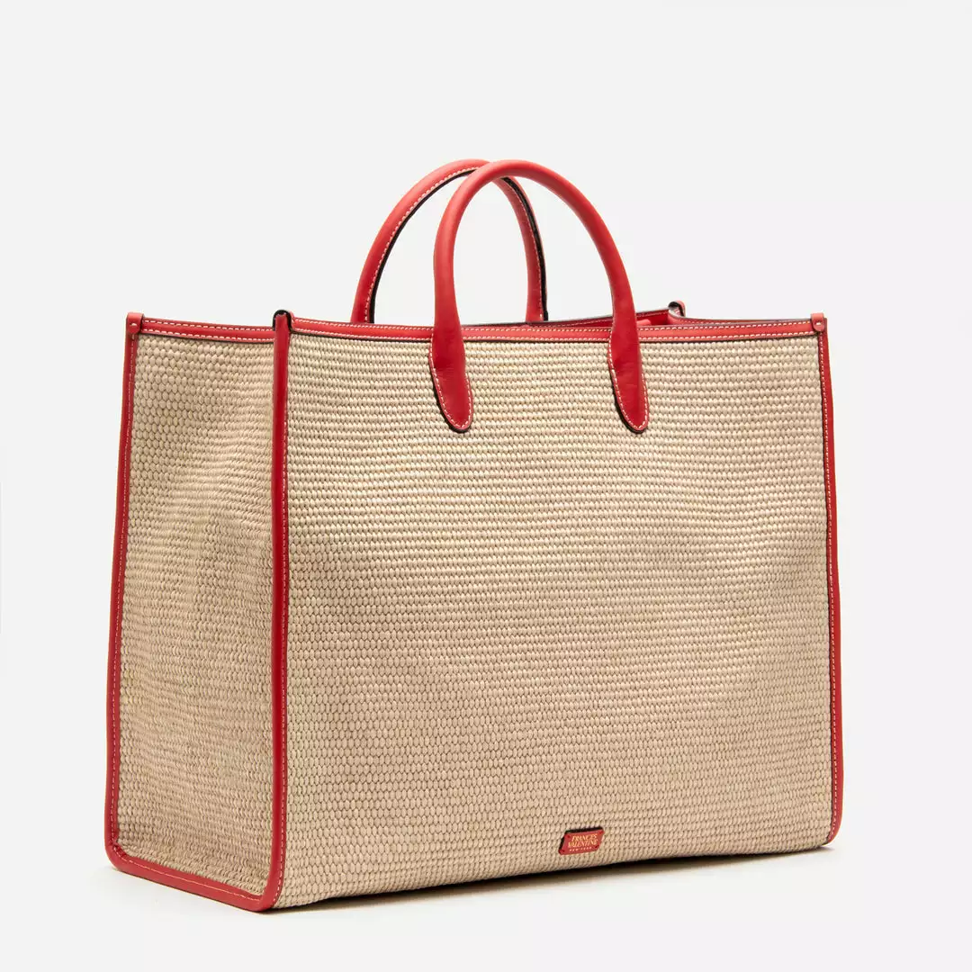 Frances Valentine Large Tote Woven Raffia Natural Red 6 Frances Valentine Large Tote Woven Raffia Natural Red