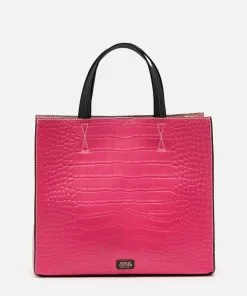 Frances Valentine HANDBAGS Margot Tote Croc Emboss Pink