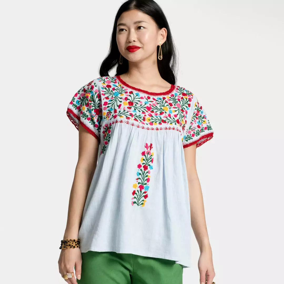 Frances Valentine Marina Embroidered Top Light Blue Multi 3 Frances Valentine Marina Embroidered Top Light Blue Multi