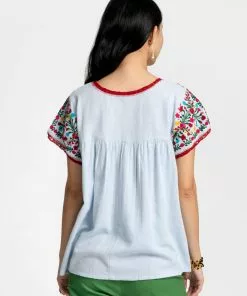 Frances Valentine Marina Embroidered Top Light Blue Multi 7 Frances Valentine Marina Embroidered Top Light Blue Multi