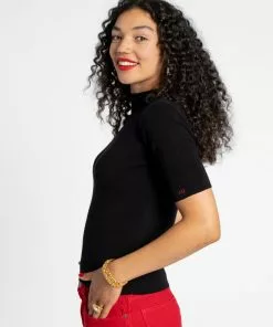 Frances Valentine Marie Merino Mock Neck Black