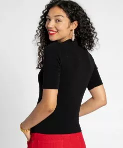 Frances Valentine Marie Merino Mock Neck Black