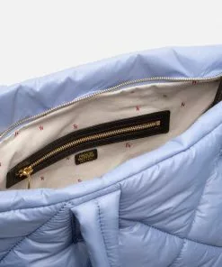 Frances Valentine HANDBAGS North South Tote Quilted Nylon Light Blue