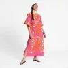 Frances Valentine Peacock Caftan Dress Pink Coral Yellow APPAREL 1 Frances Valentine Peacock Caftan Dress Pink Coral Yellow APPAREL