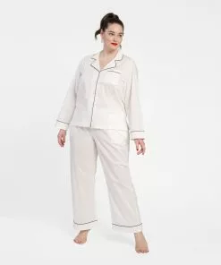 Frances Valentine Teddy Pajama Top White Navy