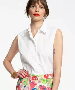 Frances Valentine Lizzie Pointed Collar Shell Cotton White