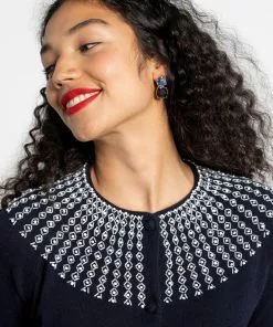 Frances Valentine RBG Beaded Cardigan Navy APPAREL