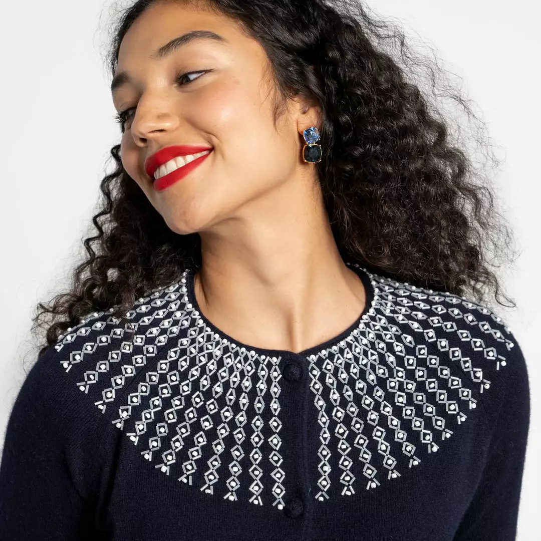 Frances Valentine RBG Beaded Cardigan Navy APPAREL 3 Frances Valentine RBG Beaded Cardigan Navy APPAREL