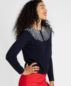 Frances Valentine RBG Beaded Cardigan Navy APPAREL 8 Frances Valentine RBG Beaded Cardigan Navy APPAREL