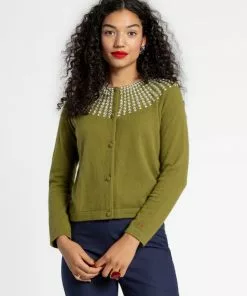 Frances Valentine RBG Beaded Cardigan Green