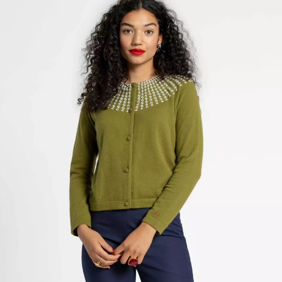 Frances Valentine RBG Beaded Cardigan Green 3 Frances Valentine RBG Beaded Cardigan Green