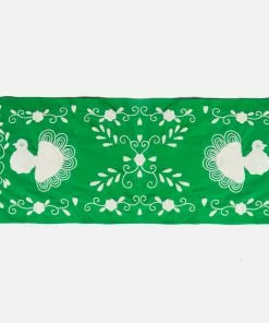 Frances Valentine Home Goods Peacock Table Runner Green Oyster