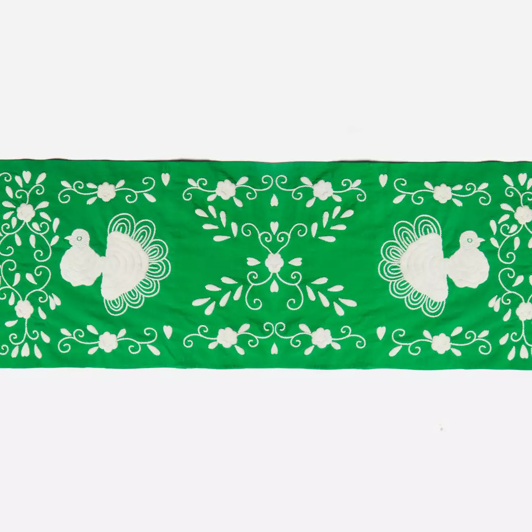 Frances Valentine Home Goods Peacock Table Runner Green Oyster 3 Frances Valentine Home Goods Peacock Table Runner Green Oyster
