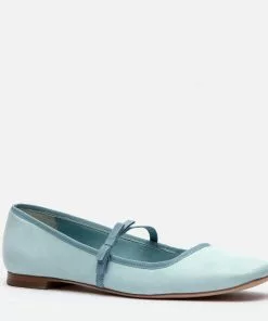 Frances Valentine Shoes Jude Mary Jane Leather Flat Light Blue