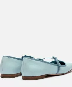 Frances Valentine Shoes Jude Mary Jane Leather Flat Light Blue