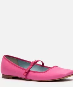 Frances Valentine Shoes Jude Mary Jane Leather Flat Pink